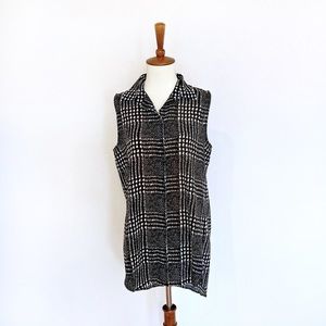 J. Crew Black & Cream Checkered Sleeveless Top